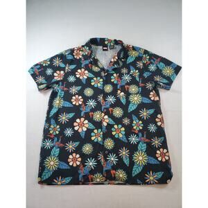 Marvel Spider Man Groovy Floral Button Up Shirt XL Black With Graphic Multicol